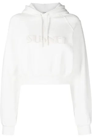 SUNNEI Cropped logo-print cotton hoodie