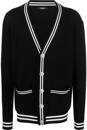 Balmain Contrasting-trim V-neck cardigan