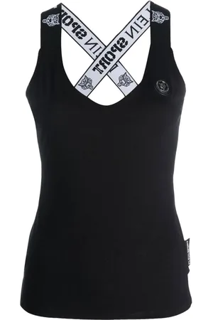 Philipp Plein Logo strap V-neck cotton tank top