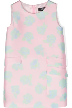 VERSACE Floral-print duchess-satin dress