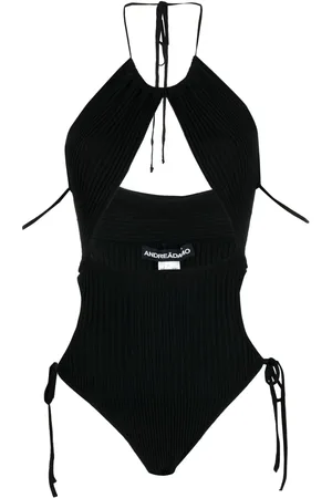 andre damo Ribbed-knit cut-out bodysuit