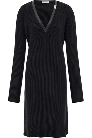 Salvatore Ferragamo Leather trim knitted dress