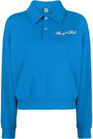 Sporty & Rich Logo-embroidered polo-collar sweatshirt