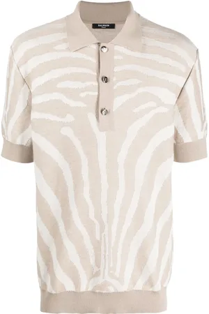 Balmain Zebra-jacquard polo shirt