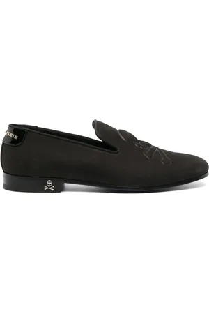Philipp Plein Skull-embroidered suede loafers