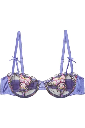 FLEUR DU MAL Butterfly-embroidered balconette bra