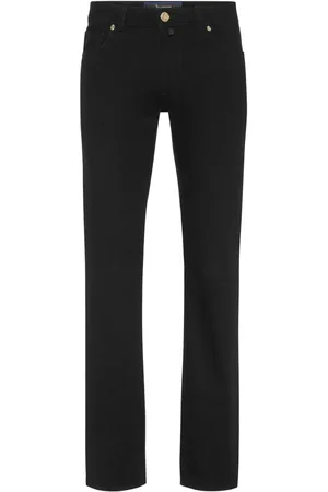 BILLIONAIRE Logo-patch five-pocket straight-leg jeans