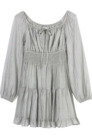 B+AB Smocked ruffle-hem minidress