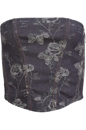 FLEUR DU MAL Floral-jacquard corset top