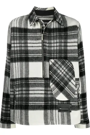 We11 Done Half-zip plaid wool shirt