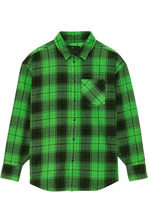 Purple Brand Logo-embossed checked cotton shirt