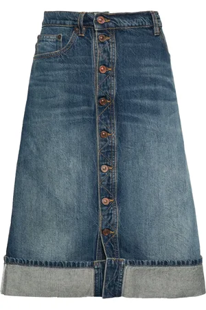 Victoria Beckham Mid-rise denim midi skirt