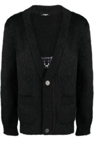 Balmain Logo-intarsia V-neck cardigan