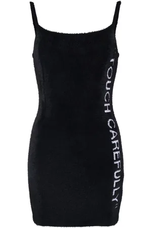 OFF-WHITE Slogan detail fuzzy mini dress