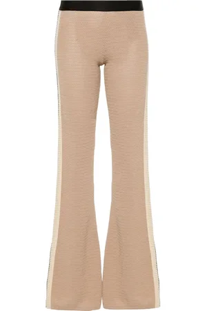 Palm Angels Logo-tape knitted flared trousers