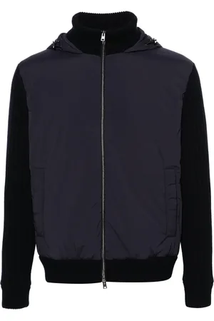 HERNO Knitted-panels hooded jacket
