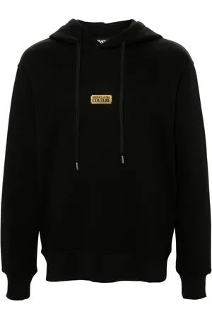 VERSACE Logo-plaque cotton hoodie
