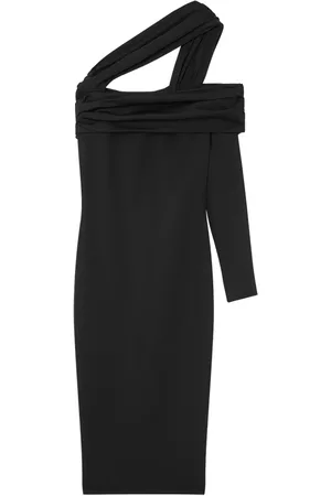 VERSACE One-shoulder gathered midi dress