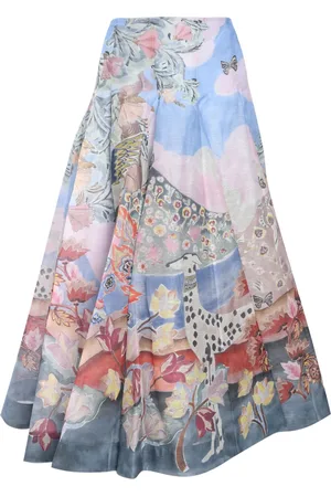 ZIMMERMANN Illustration-print pleated skirt