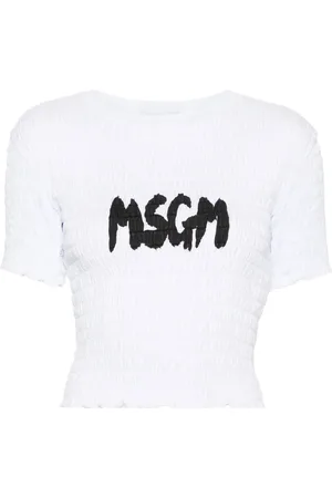 Msgm Logo-print smocked T-shirt