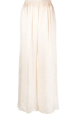 FORTE FORTE Check-pattern ruched-detail satin palazzo pants