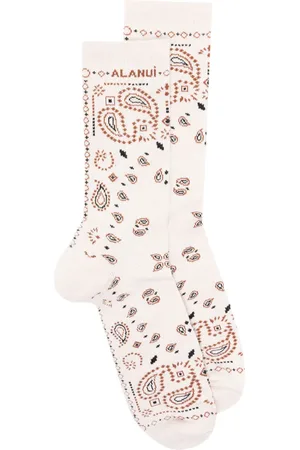Alanui Bandana logo-embroidered ribbed-knit socks