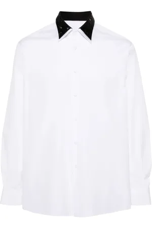 Prada Beaded-collar cotton shirt