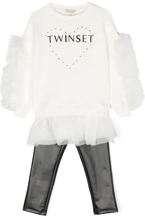 Twin-Set Logo-print ruffled sweatshirt legging set