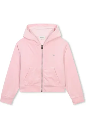Sonia Rykiel Enfant Rhinestones-logo velvet hoodie