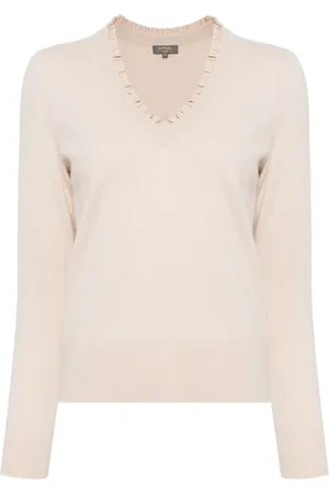 N.PEAL Ruffle-trim cashmere jumper