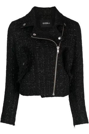GOEN.J Tweed cropped biker jacket