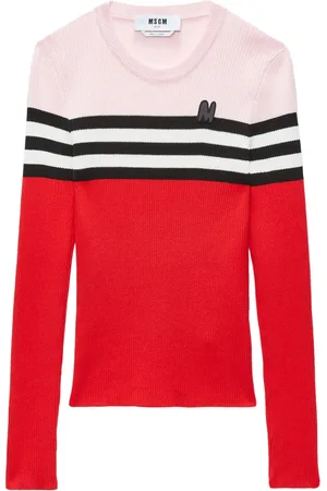 Msgm Logo-embroidered striped jumper