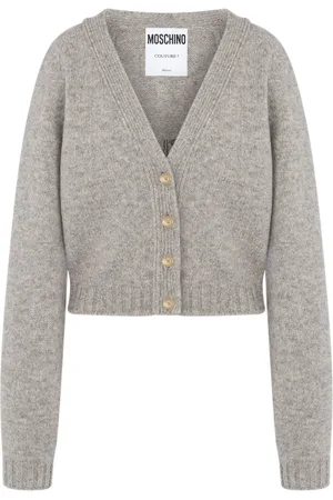 Moschino Embroidered slogan virgin wool cardigan