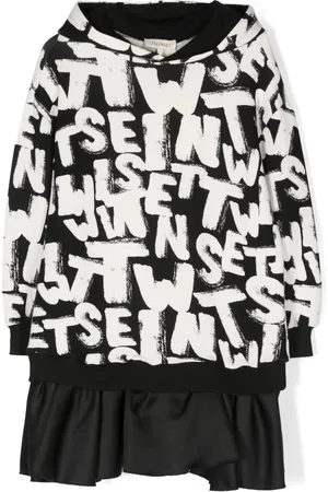 Twin-Set Logo-lettering print layered dress
