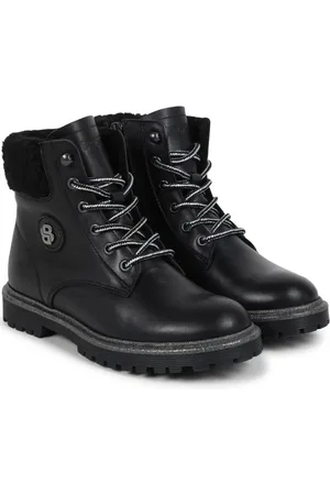 HUGO BOSS Lace-up leather combat boots