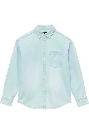 Purple Brand Logo-embossed denim shirt