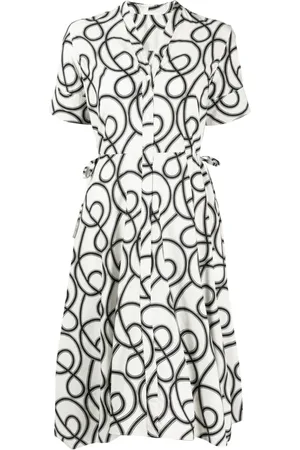 JNBY Abstract-print pleated midi dress