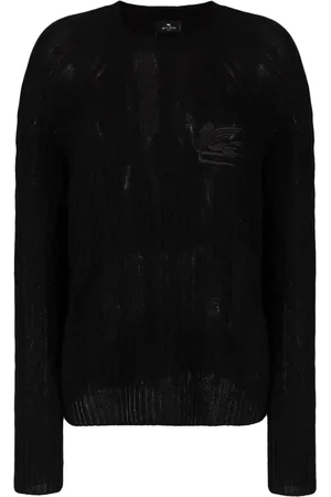 Etro Logo-embroidered cable-knit jumper