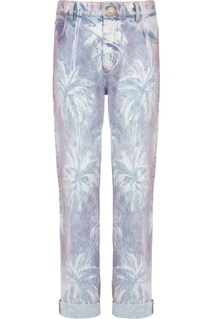 Balmain Palm tree-print boyfriend jeans