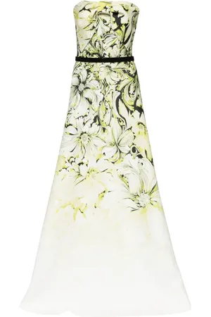 Saiid Kobeisy Floral-print strapless gown