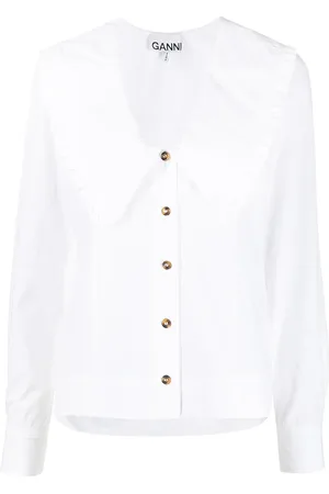 Ganni Ruffled exaggerated collar blouse