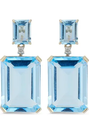 Mateo 14kt yellow blue topaz drop earrings