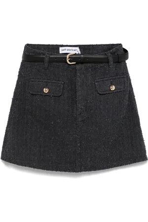 Self-Portrait Textured denim mini skirt