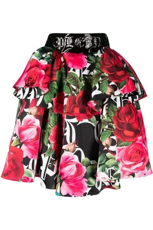Philipp Plein Blossom floral-print skirt