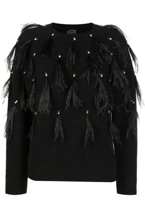 HUISHAN ZHANG Feather-detailing crystal-embellished jumper