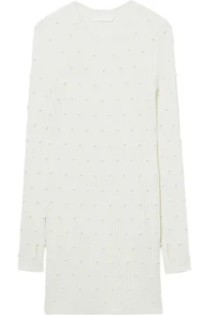 Helmut Lang Bead-embellished ribbed-knit dress
