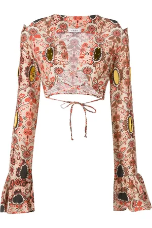 AMIR SLAMA Floral-print flared-cuff blouse