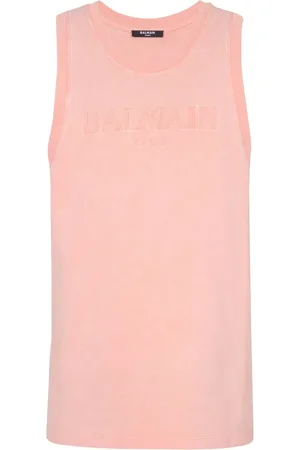 Balmain Logo-embroidered cotton tank top