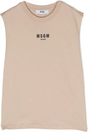 Msgm Logo-flocked raw-cut tank top