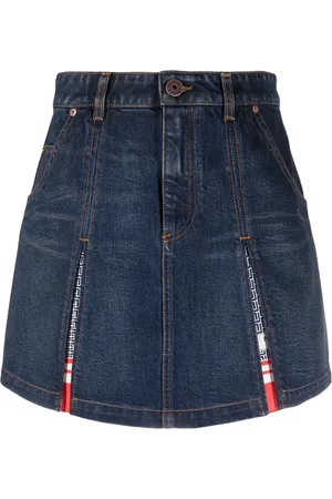 Balmain Pleated denim skirt